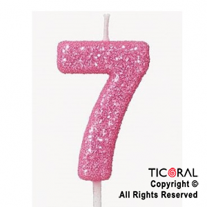 VELA NUMERAL CHICO 5.5 CM CON GIBRE ROSA NUMERO 7 x 1